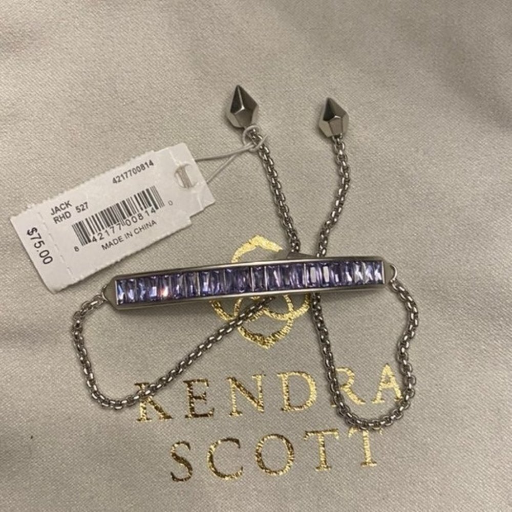 Kendra‎ Scott Jack Silver Chain Bracelet In Lilac Crystal NEW